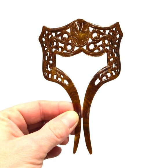 Antique Celluloid Hair Comb Faux Tortoiseshell  Victorian Revival Hair Accessory main image 10